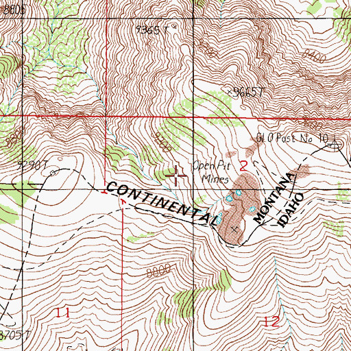 Topographic Map of Taylor Mountain Mine, MT
