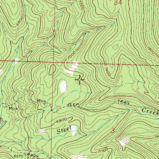 Topographic Map of Franklin Number 1 Mine, MT
