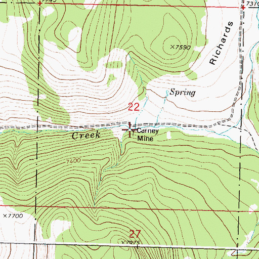 Topographic Map of Carney Mine, MT