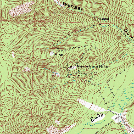 Topographic Map of Moosehorn Mine, MT