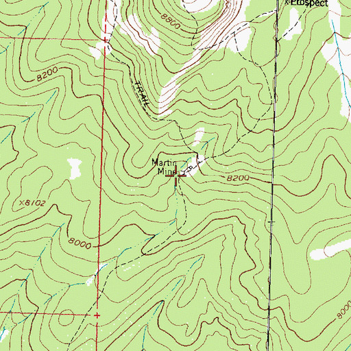 Topographic Map of Martin Mine, MT