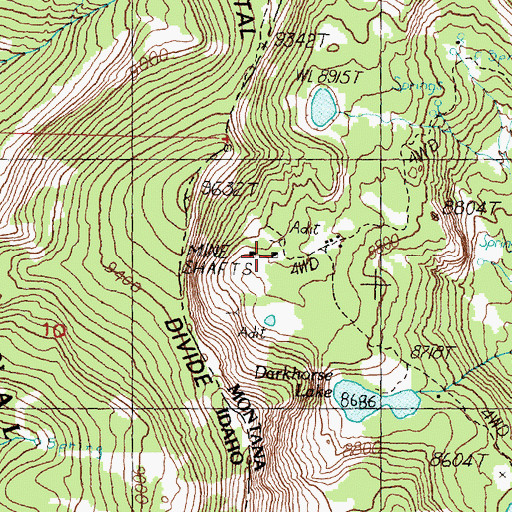 Topographic Map of Darkhorse Mine, MT