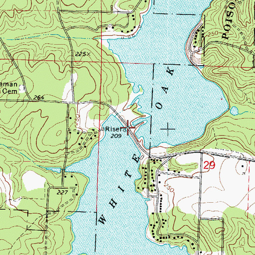 Topographic Map of Upper White Oak Lake Dam, AR
