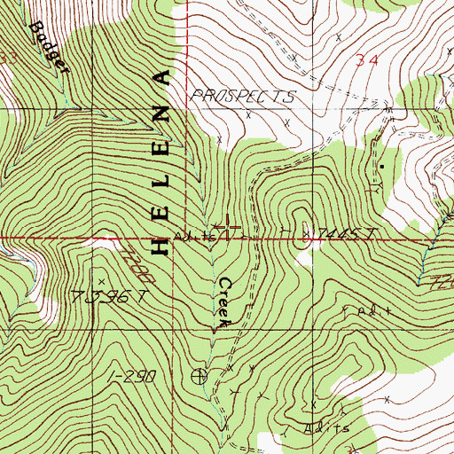 Topographic Map of Vosburg Mine, MT
