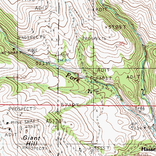 Topographic Map of Diamond Hill Mine, MT