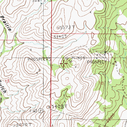 Topographic Map of Bluebird Mine, MT