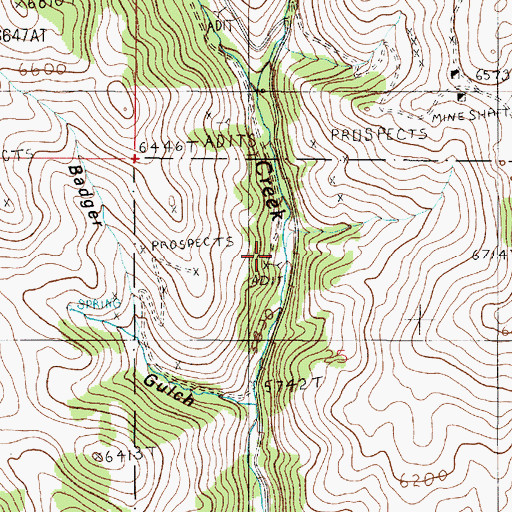 Topographic Map of Ada Mine, MT
