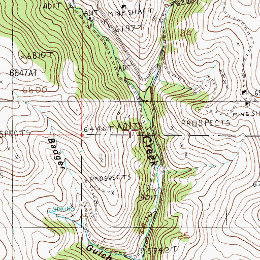 Topographic Map of John L Mine, MT