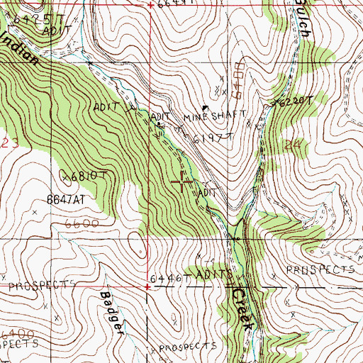 Topographic Map of BC Number 2 Mine, MT