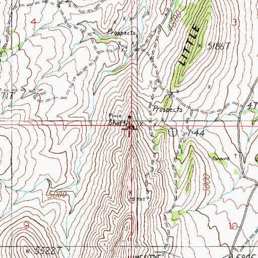 Topographic Map of Little Hogback Mine, MT