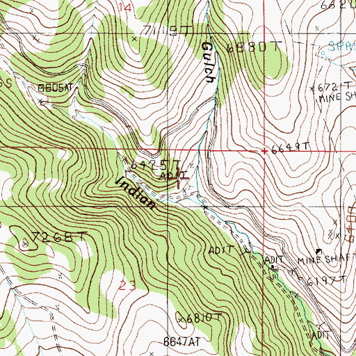 Topographic Map of Ribedeau Mine, MT