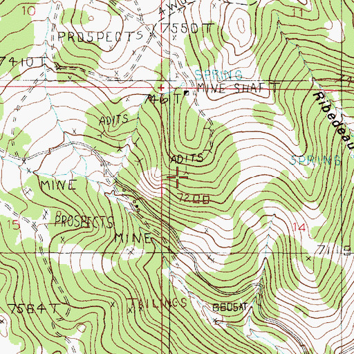 Topographic Map of Little Annie Mine, MT