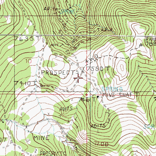 Topographic Map of Bullion King Mine, MT