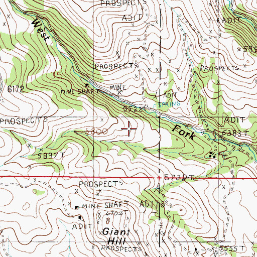 Topographic Map of Dolcoath Mine, MT