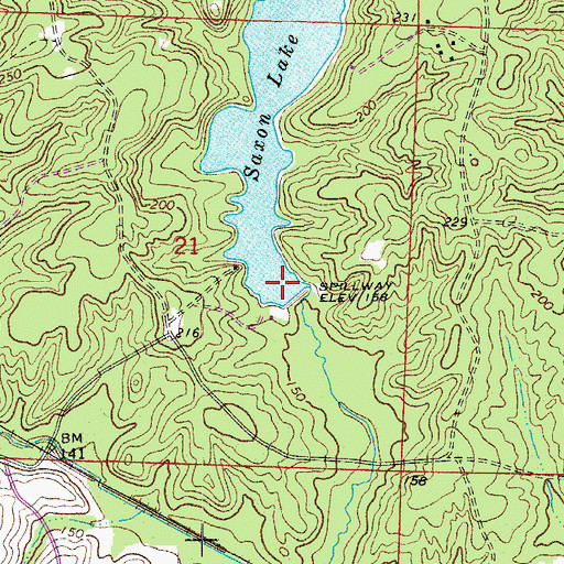 Topographic Map of Saxon Lake Dam, AR