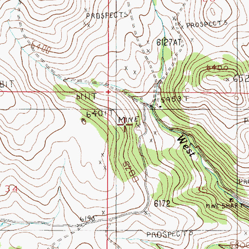 Topographic Map of Spring Hill Mine, MT