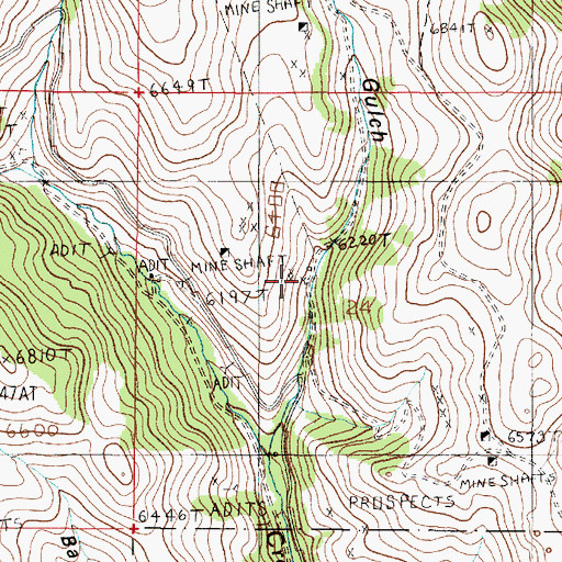 Topographic Map of Buckeye Mine, MT