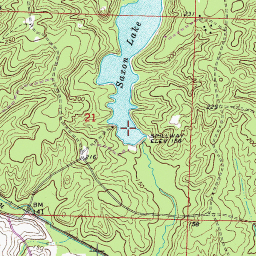 Topographic Map of Saxon Lake, AR