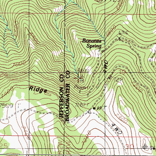 Topographic Map of Bonanza Mine, MT