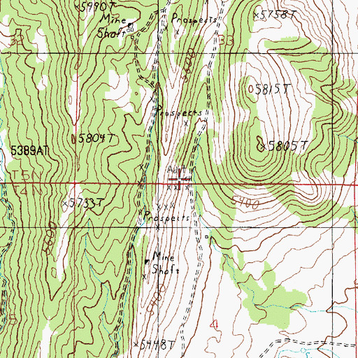 Topographic Map of SE SW Section 33 Mine, MT