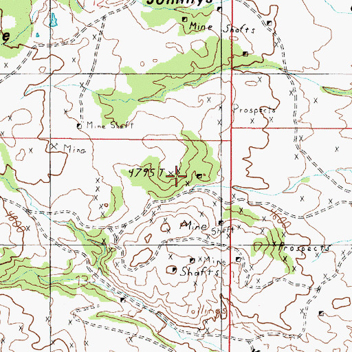 Topographic Map of Beauty Mine, MT