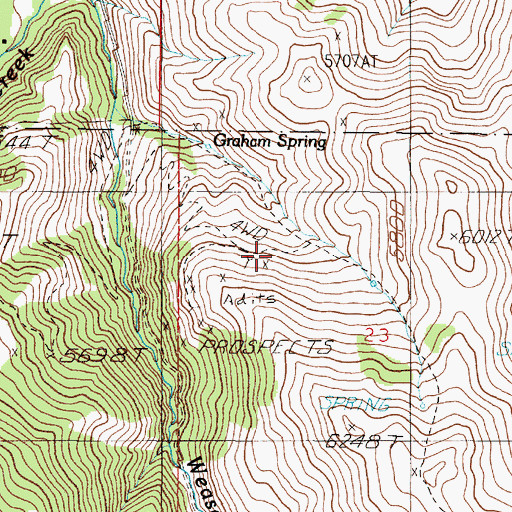 Topographic Map of Sunshine Mine, MT