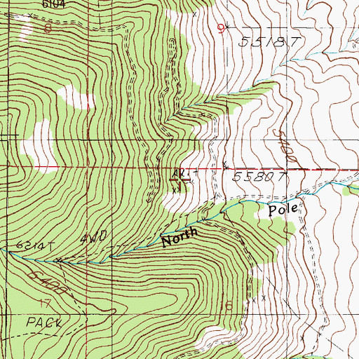 Topographic Map of North Pole Creek Mine, MT