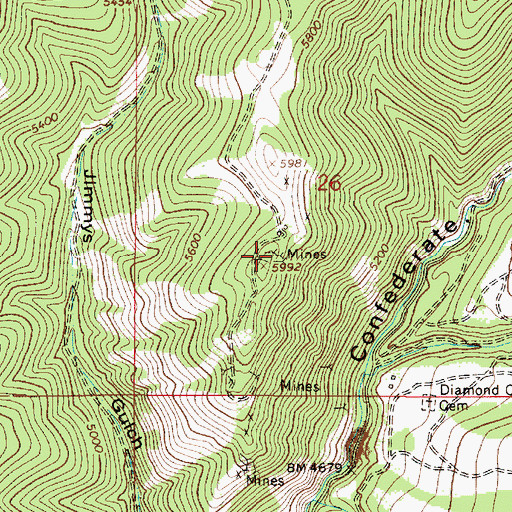 Topographic Map of NE SW Section 26 Mine, MT