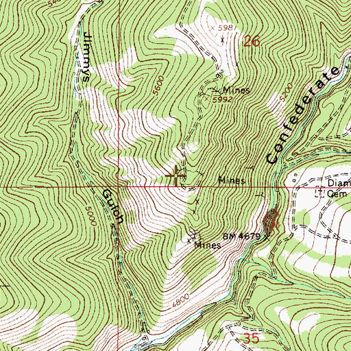 Topographic Map of Boom Mine, MT