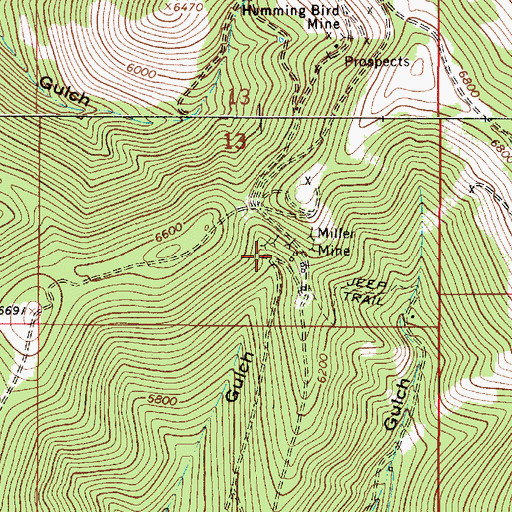 Topographic Map of Miller Mine, MT