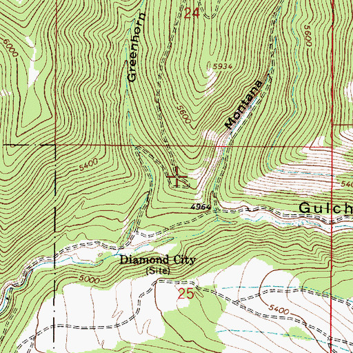 Topographic Map of NE NW Section 25 Mine, MT