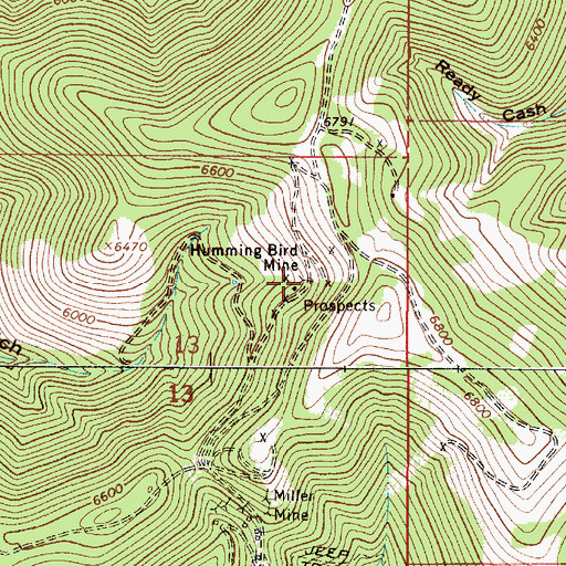 Topographic Map of Hummingbird Mine, MT