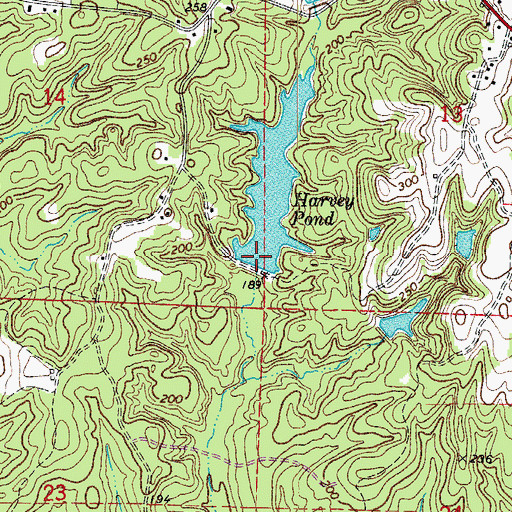 Topographic Map of Harvey Pond Dam, AR