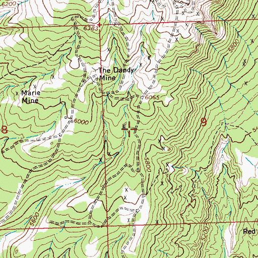 Topographic Map of Roberts Incline Mine, MT