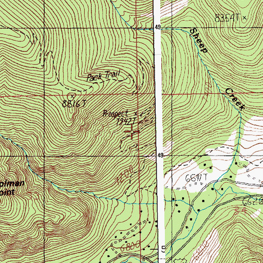 Topographic Map of Edsel Mine, MT