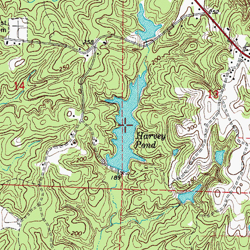 Topographic Map of Harvey Pond, AR