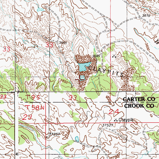 Topographic Map of X58-33-3 Mine, MT