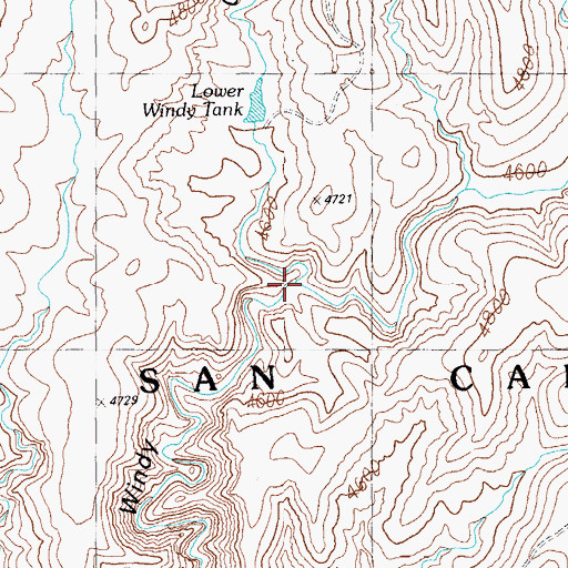 Topographic Map of Midnight Creek, AZ