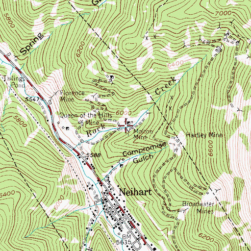 Topographic Map of Molton Mine, MT