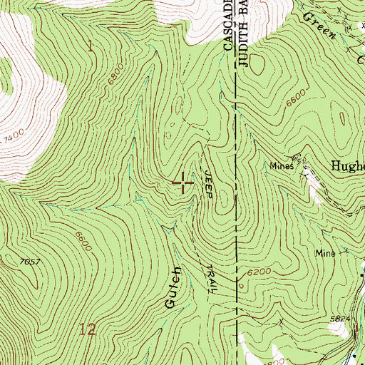 Topographic Map of Bon Ton Mine, MT