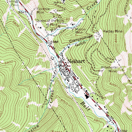 Topographic Map of Keegan Mine, MT