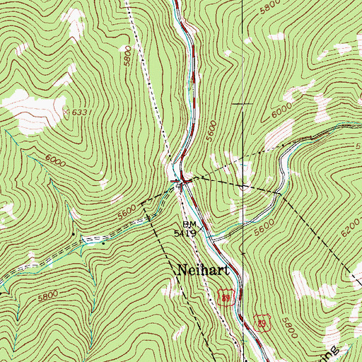 Topographic Map of 89 Millsite, MT