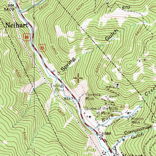 Topographic Map of Monarch Mine, MT