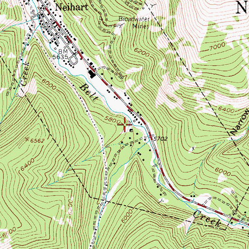 Topographic Map of Graham and Hollowbush Mine, MT