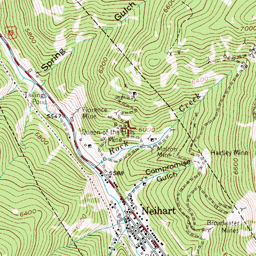 Topographic Map of Cumberland Mine, MT