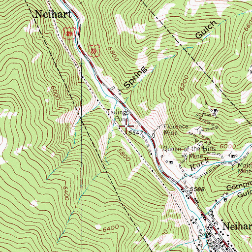 Topographic Map of Neihart Tailings, MT