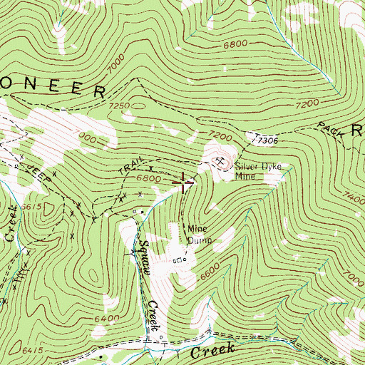 Topographic Map of Silver Dyke Adit Mine, MT