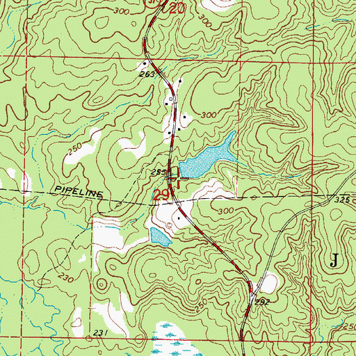 Topographic Map of Brigham Lake Dam, AR