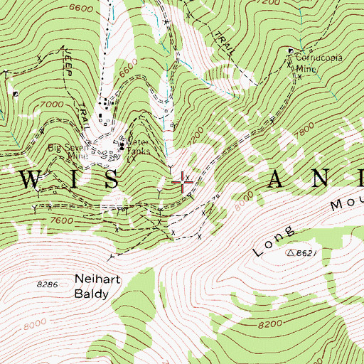 Topographic Map of Upper Blue Cloud Mine, MT