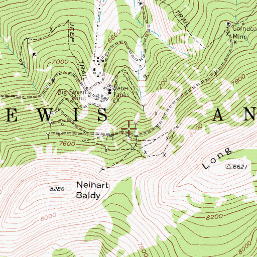 Topographic Map of Lower Big Snowy Mine, MT